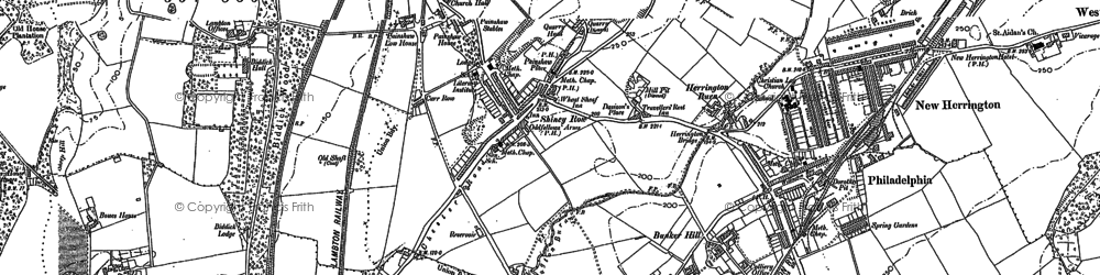 Old map of Shiney Row in 1895