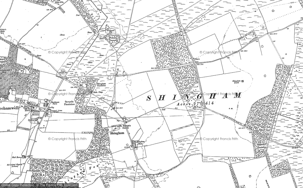 Old Map of Shingham, 1883 in 1883