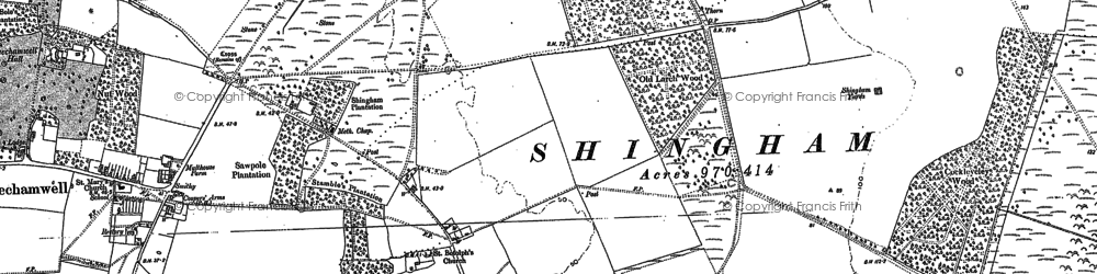 Old map of Shingham in 1883