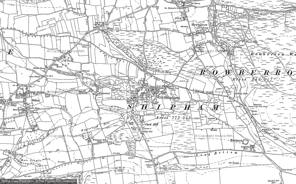 Old Map of Historic Map covering Winterhead Hill in 1883