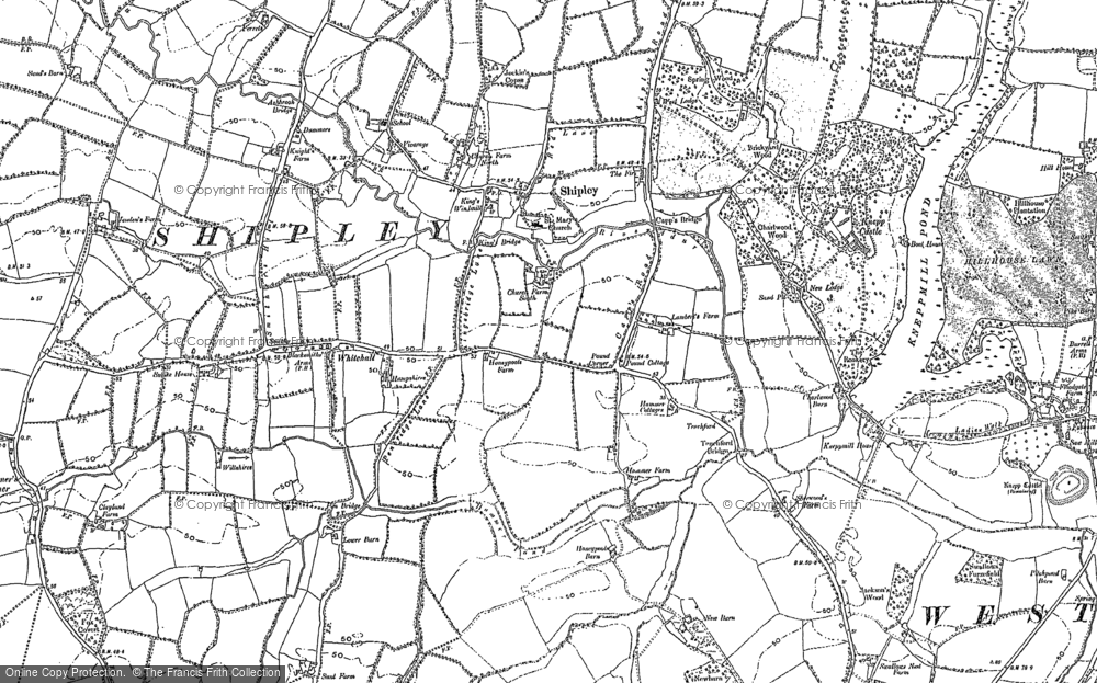 Old Map of Historic Map covering Whitehall in 1896