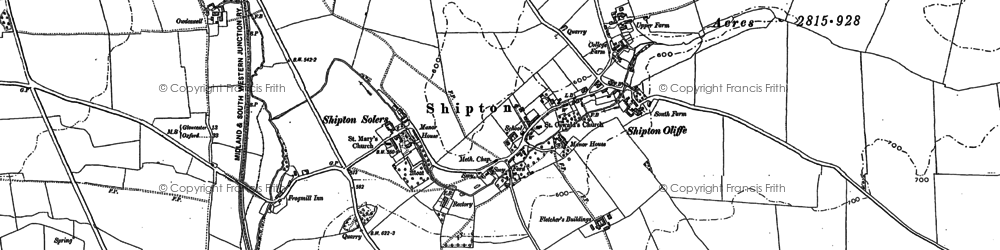 Old map of Shipton Oliffe in 1883