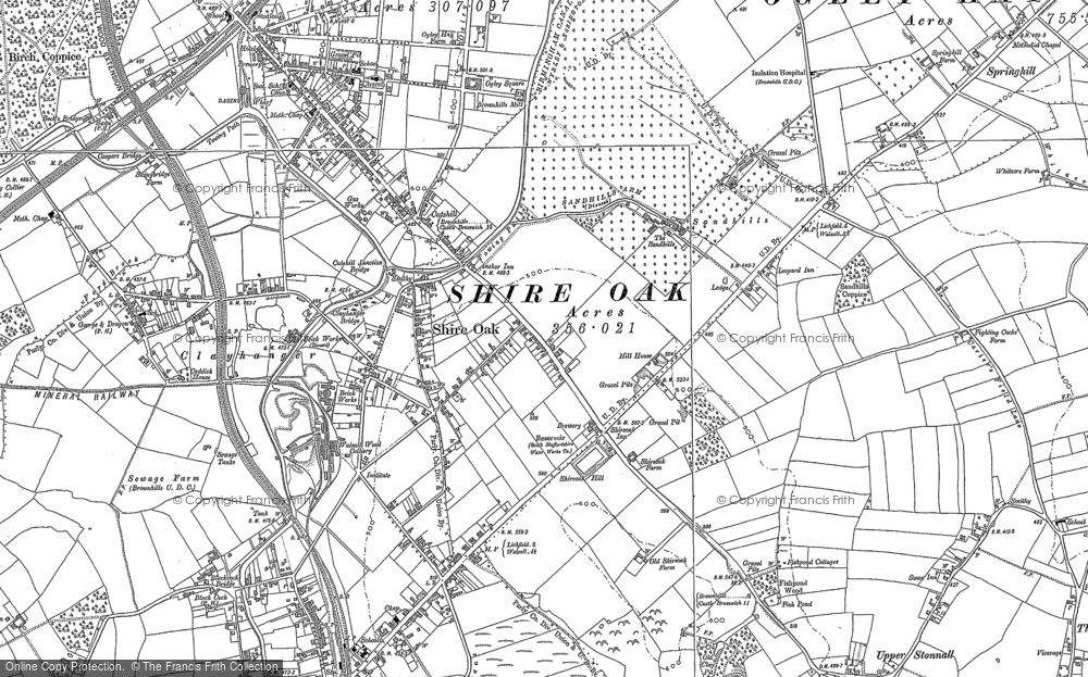 Old Map of Shire Oak, 1883 in 1883