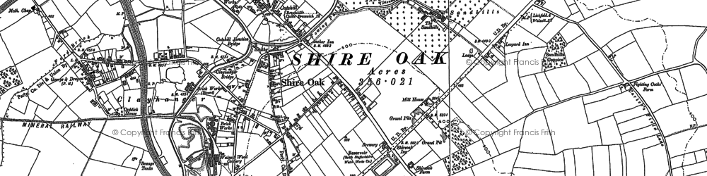 Old map of Shire Oak in 1883
