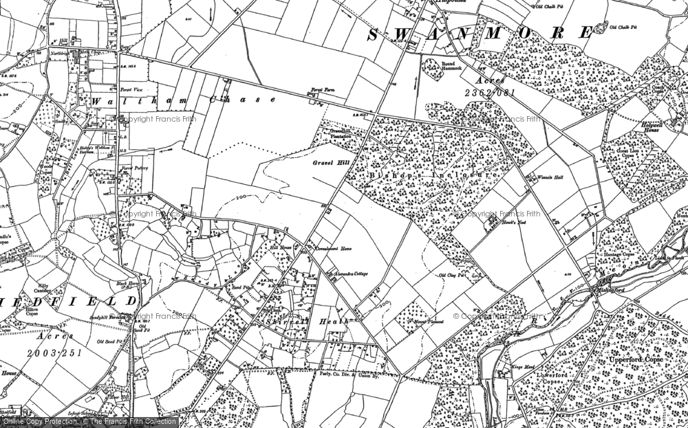 Old Map of Shirrell Heath, 1895 - 1911 in 1895