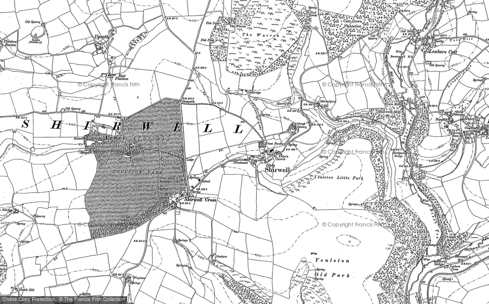 Old Map of Historic Map covering Youlston in 1886