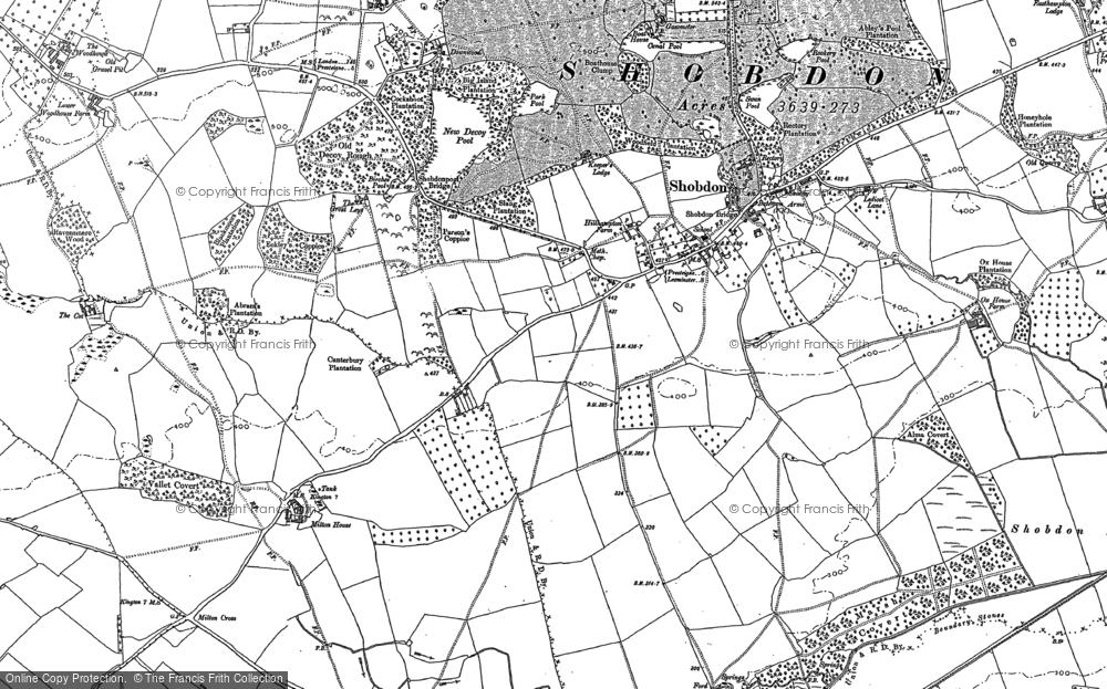 Old Map of Historic Map covering Shobdon Airfield in 1885