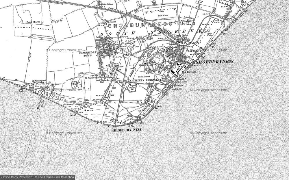 Old Map of Historic Map covering Cambridge Town in 1896