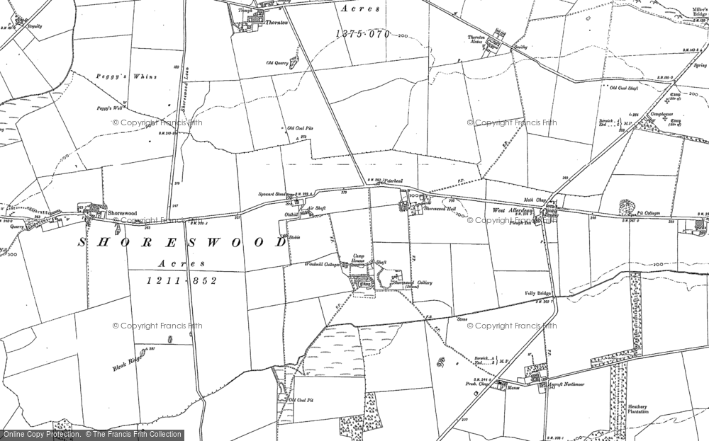 Old Map of Historic Map covering Ancroft Southmoor in 1897