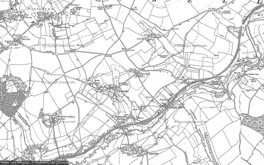 Old Map of Historic Map covering Shoscombe Vale in 1884