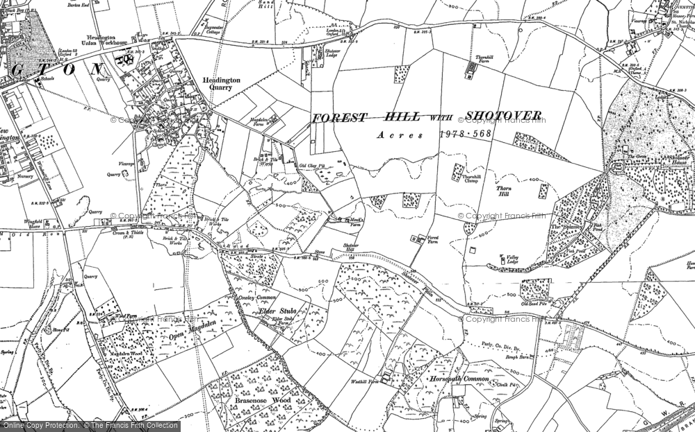 Old Map of Shotover Hill, 1898 - 1910 in 1898