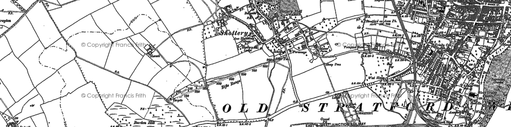 Old map of Anne Hathaway's Cottage in 1883