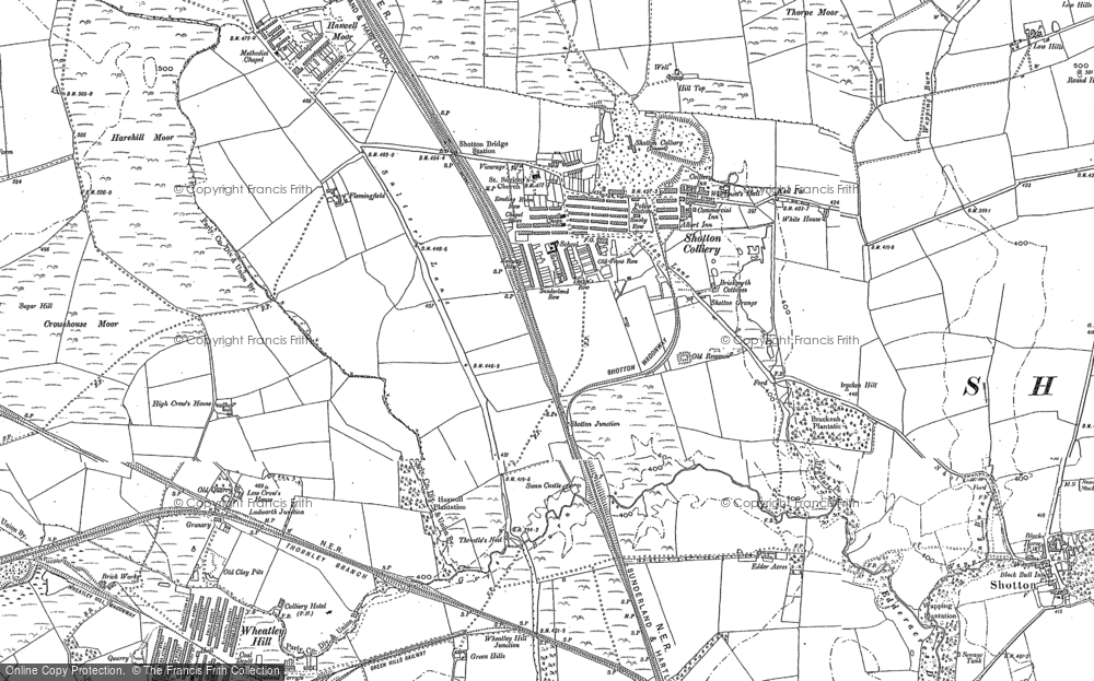 Old Map of Historic Map covering Haswell Moor in 1896