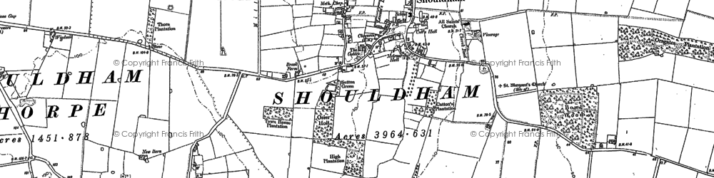 Old map of Shouldham in 1883