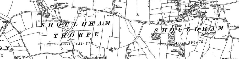 Old map of Shouldham Thorpe in 1884