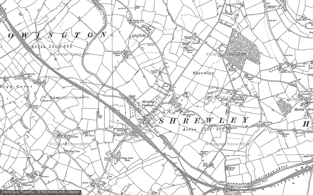 Old Map of Historic Map covering High Cross in 1886