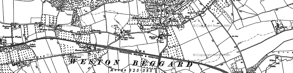 Old map of Shucknall in 1886