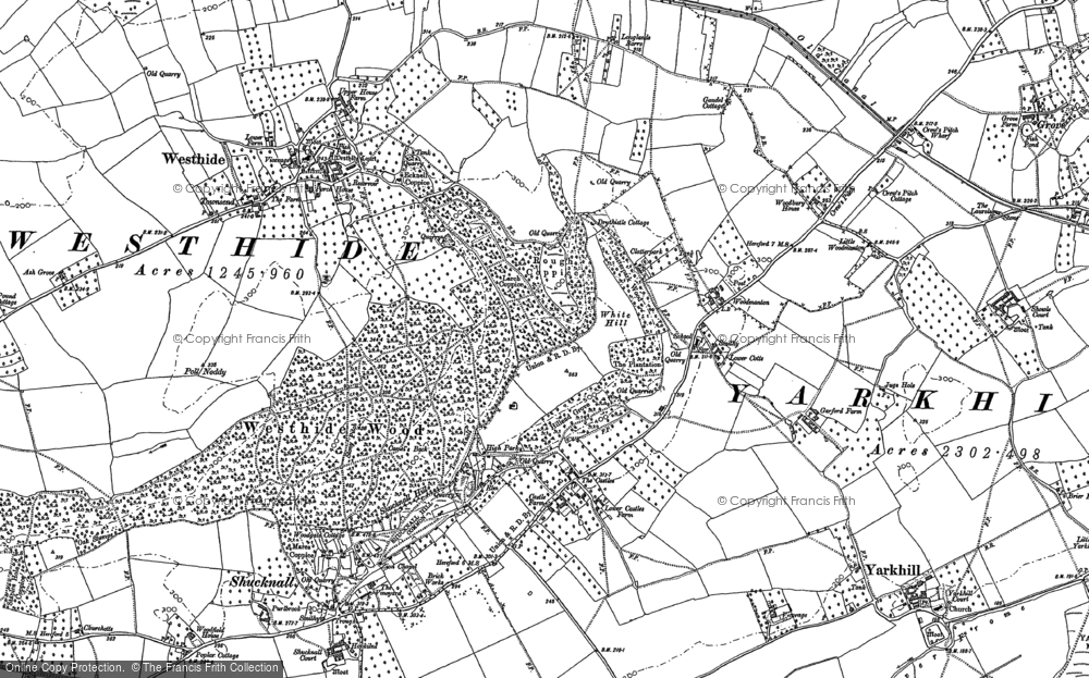 Old Map of Historic Map covering Westhide Wood in 1886
