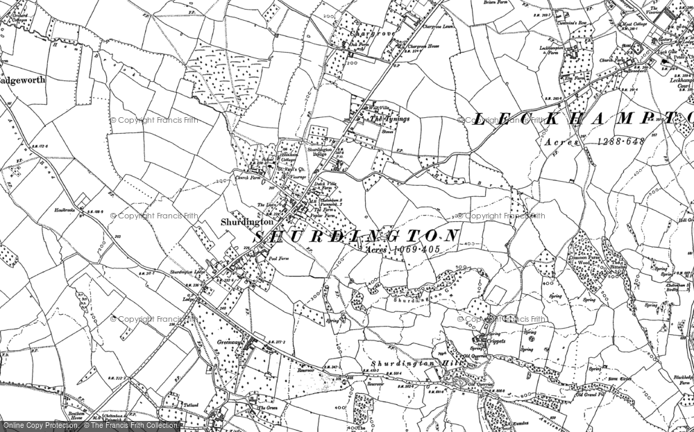 Old Map of Shurdington, 1883 - 1884 in 1883