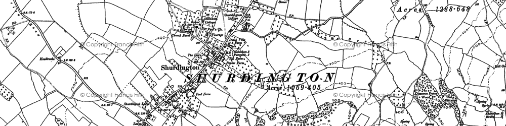 Old map of Shurdington in 1883