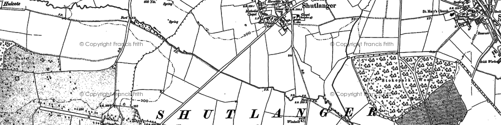 Old map of Shutlanger in 1883