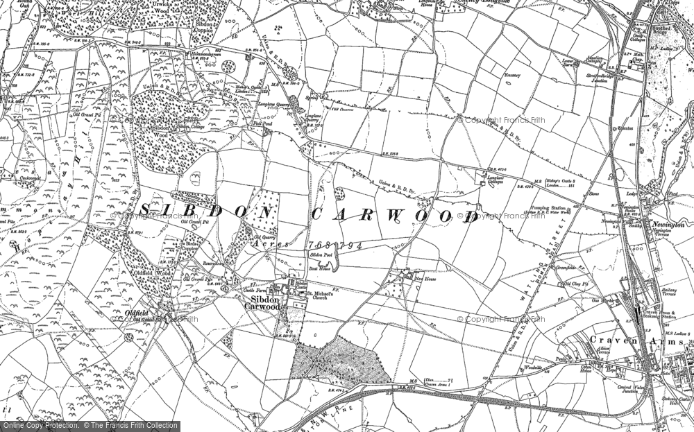 Old Map of Sibdon Carwood, 1883 in 1883