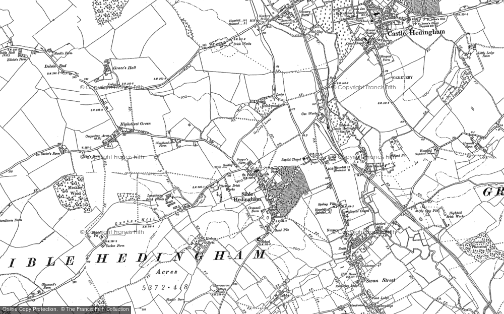 Old Map of Sible Hedingham, 1896 in 1896