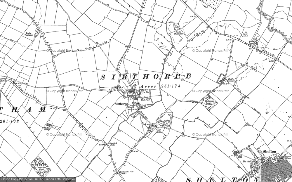 Old Map of Historic Map covering Top Green in 1887