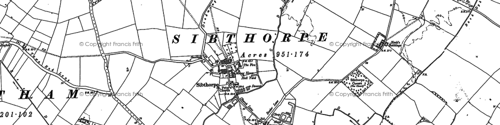 Old map of Sibthorpe in 1887