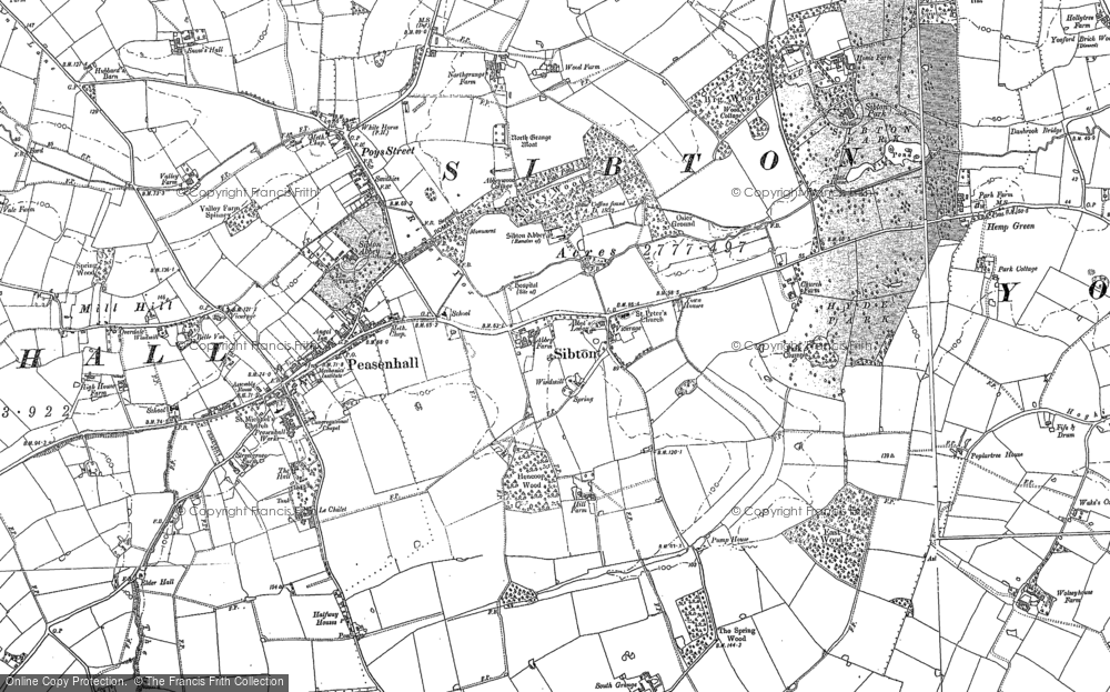 Old Map of Sibton, 1883 in 1883