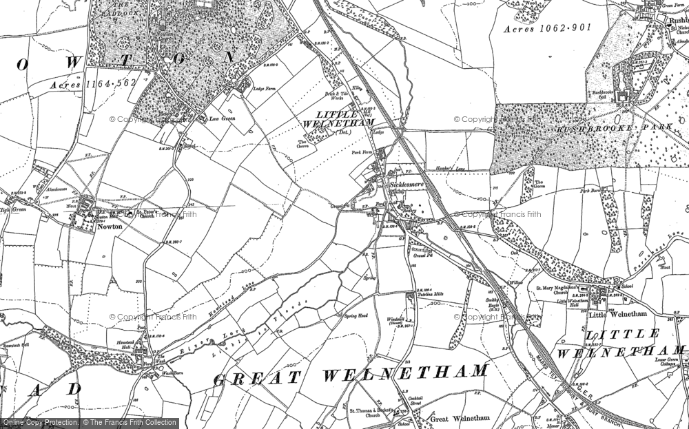 Old Map of Sicklesmere, 1883 - 1884 in 1883