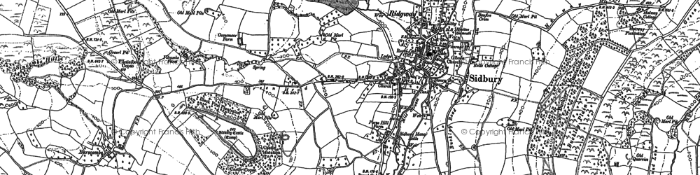 Old map of Sidbury in 1888