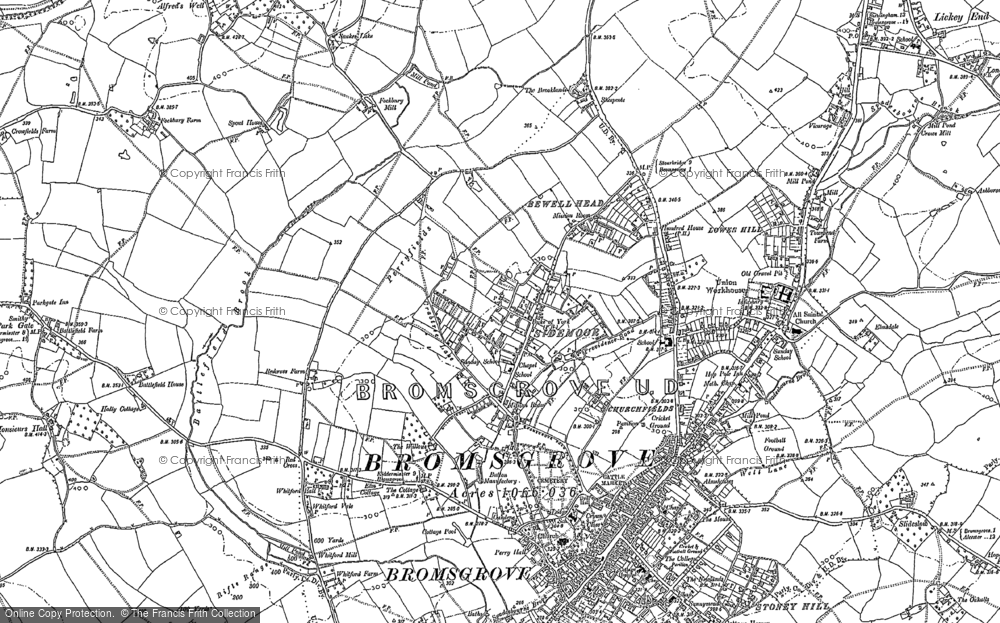 Old Map of Historic Map covering Battlefield Brook in 1883