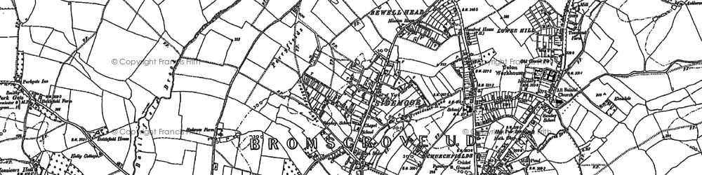 Old map of Sidemoor in 1883
