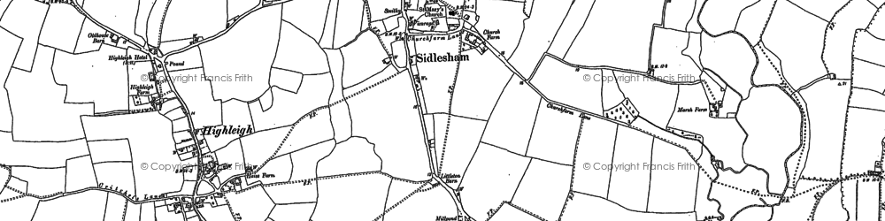 Old map of Sidlesham in 1909
