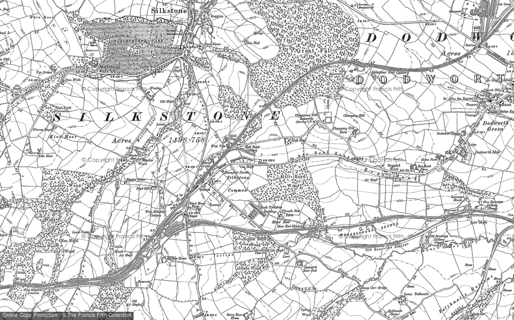 Old Map of Historic Map covering Berry Moor in 1891