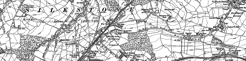 Old map of Silkstone Common in 1891
