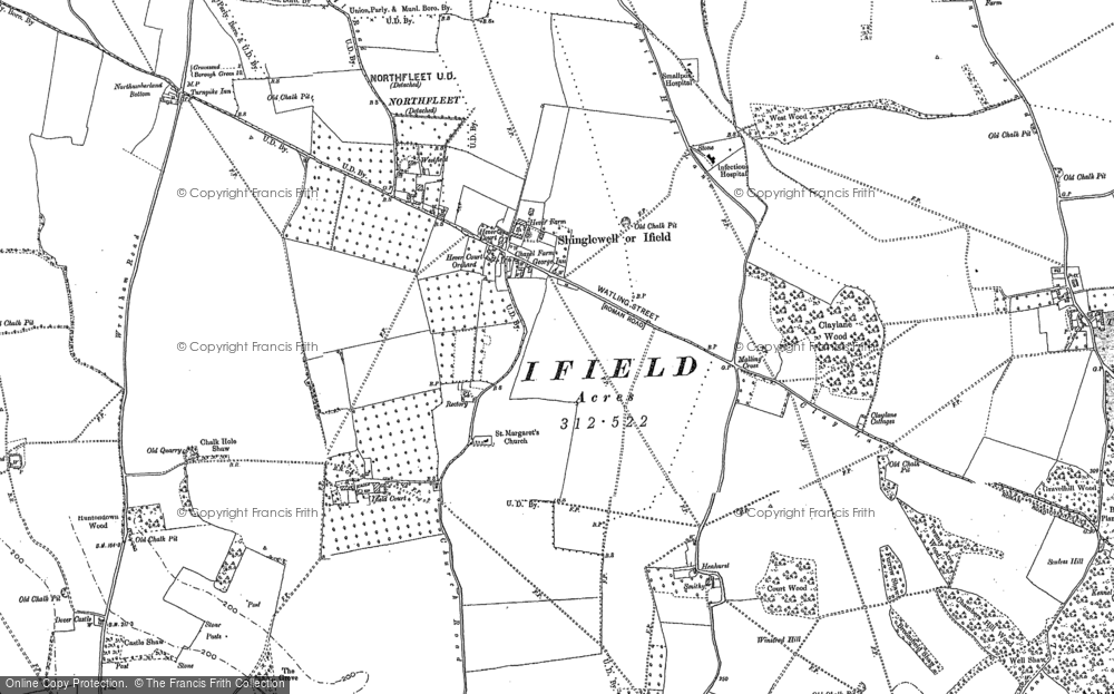 Old Map of Historic Map covering Shorne West in 1895