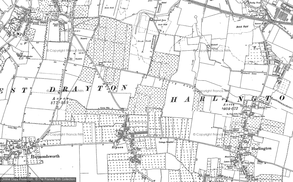 Old Map of Sipson, 1894 - 1913 in 1894