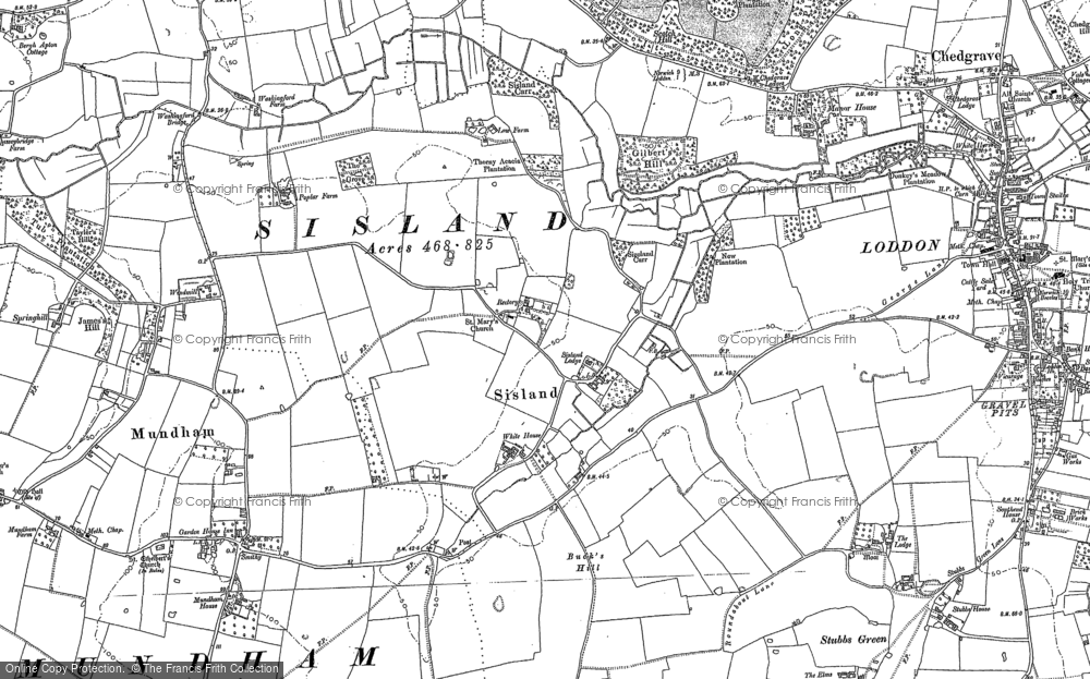 Old Map of Historic Map covering Loddon Ingloss in 1884