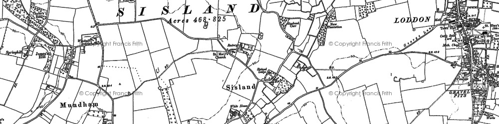 Old map of Sisland in 1884