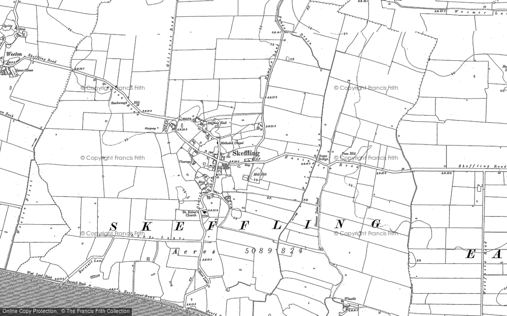 Old Map of Skeffling, 1908 in 1908