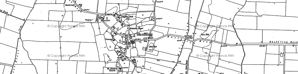 Old map of Skeffling in 1908