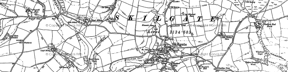 Old map of Skilgate in 1902