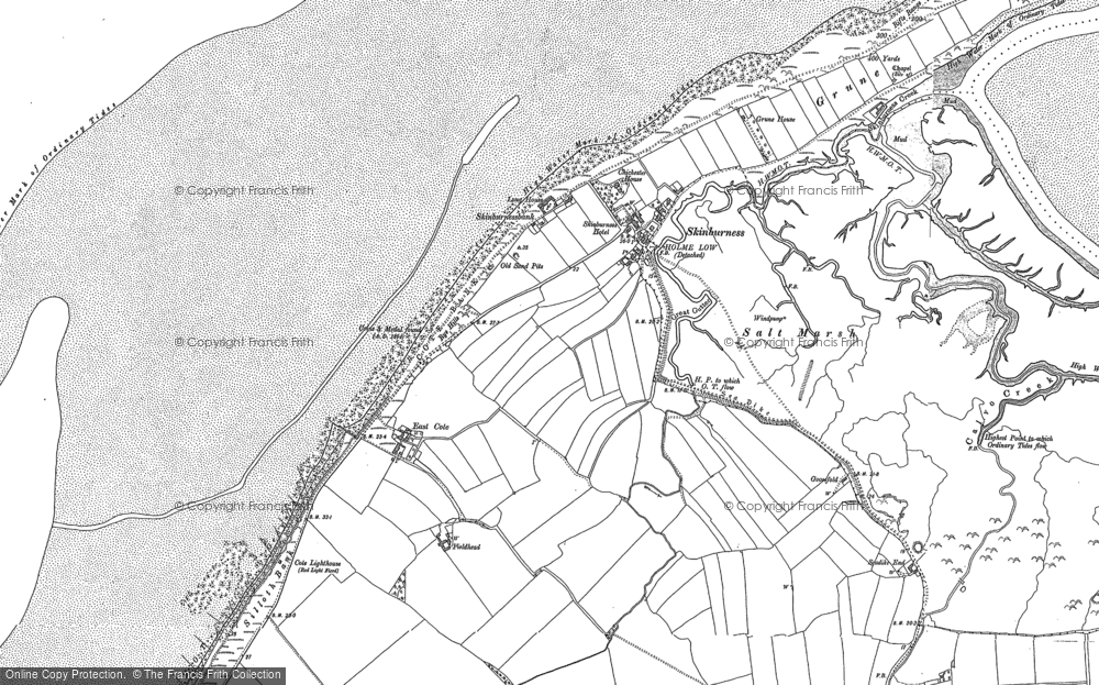 Old Map of Historic Map covering Grune Point in 1899