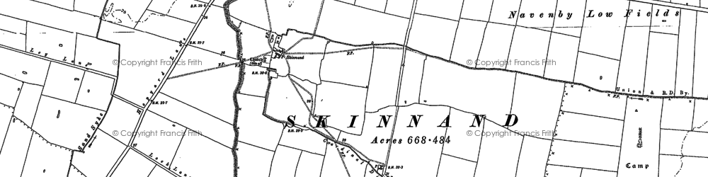 Old map of Bassingham Fen in 1886