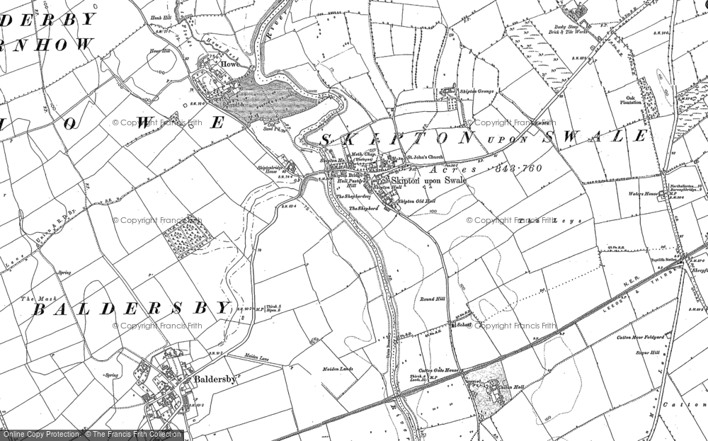 Old Map of Skipton-on-Swale, 1890 - 1891 in 1890
