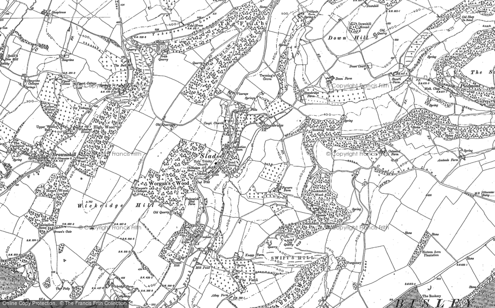 Old Map of Historic Map covering Bulls Cross in 1882