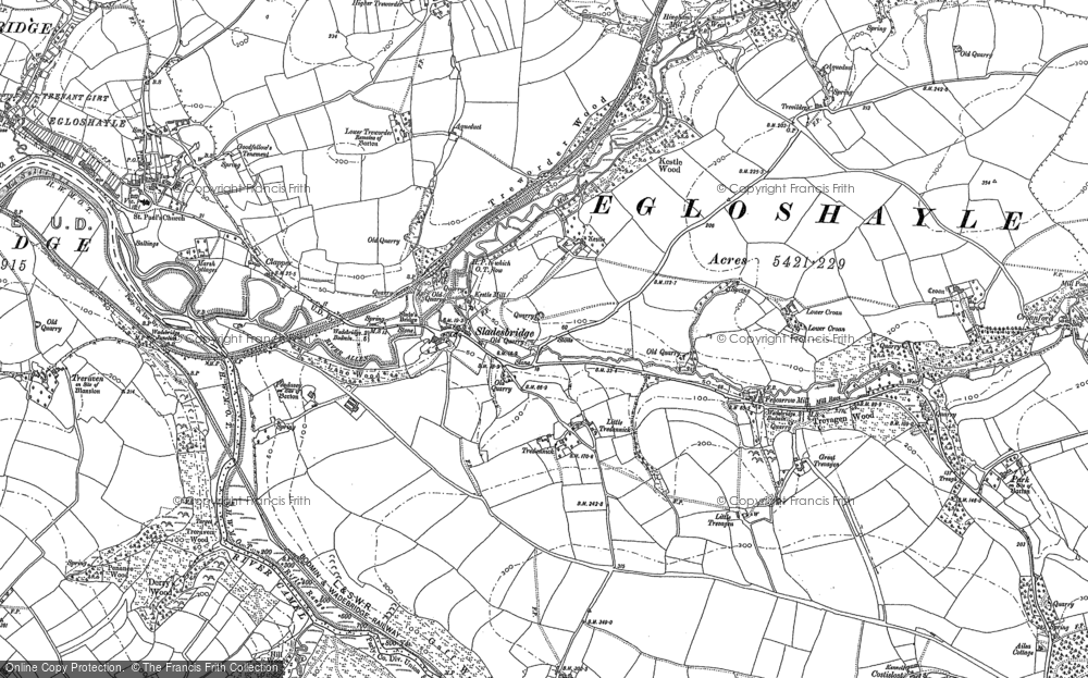 Old Map of Historic Map covering Lower Croan in 1880