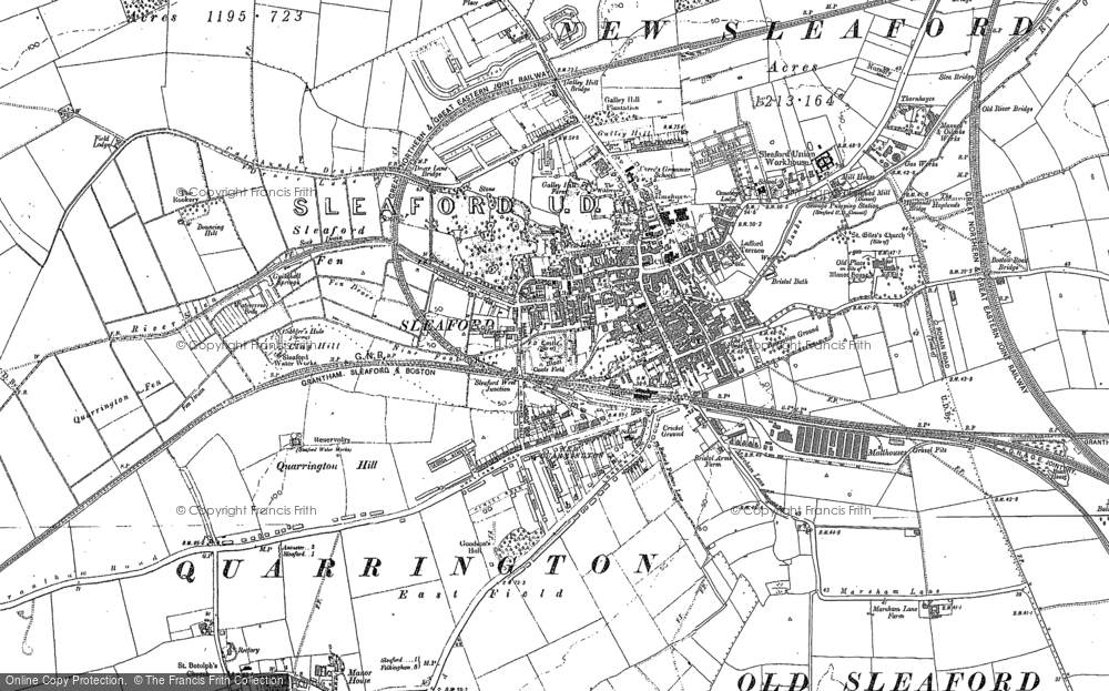 Old Map of Sleaford, 1887 in 1887